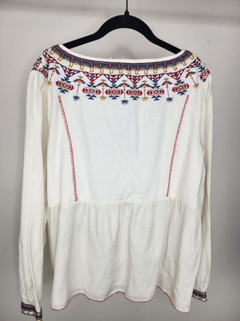 Faherty Maisie Embroidered Linen Blend Top White Feather Flock Size XL - Picture 6 of 11
